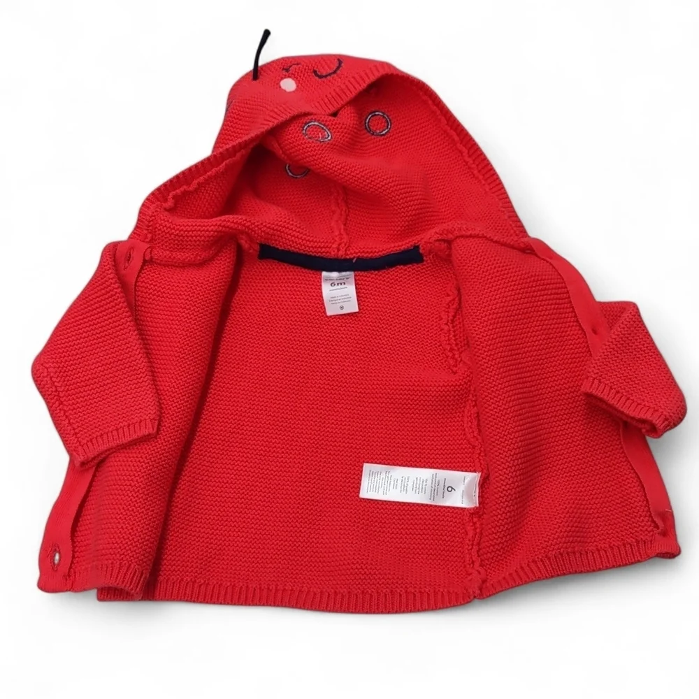 Carter's Red Baby Cardigan with Ladybug Hood (6m) and Matching Hat (3-9m)